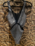 Body con strass argento