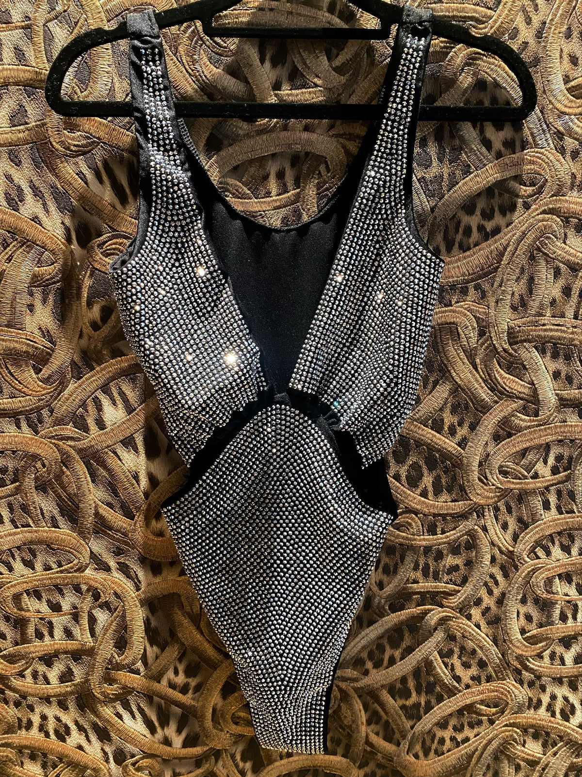 Body con strass argento