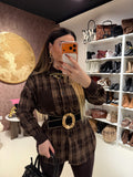 Camicia check marrone
