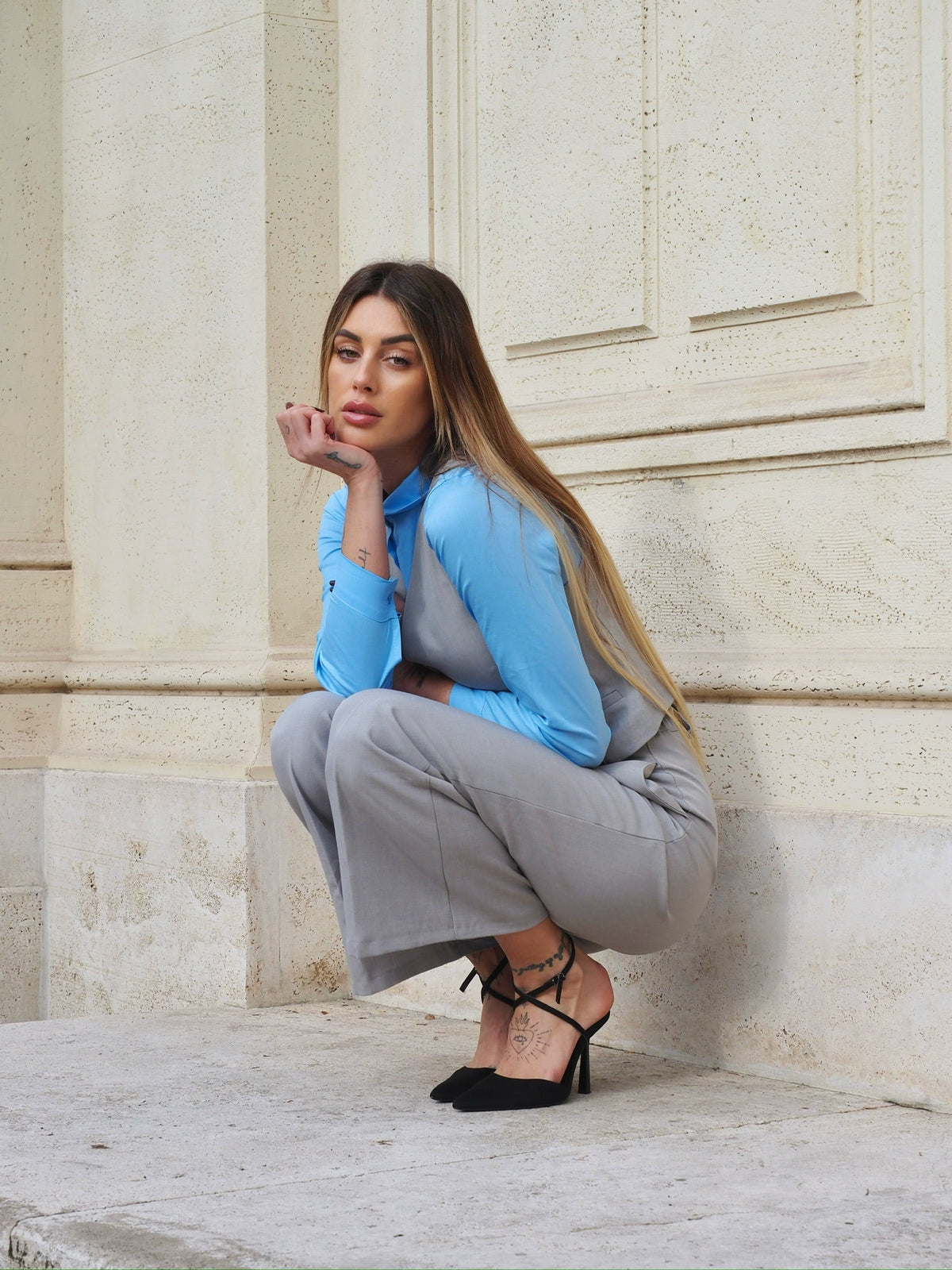 Camicia basic celeste