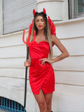 Cerchietto con corna rosse per nero ( Diavolo Halloween)