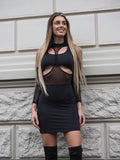 Abito nero con coprispalle