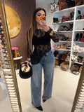 Maglia in pizzo obliqua