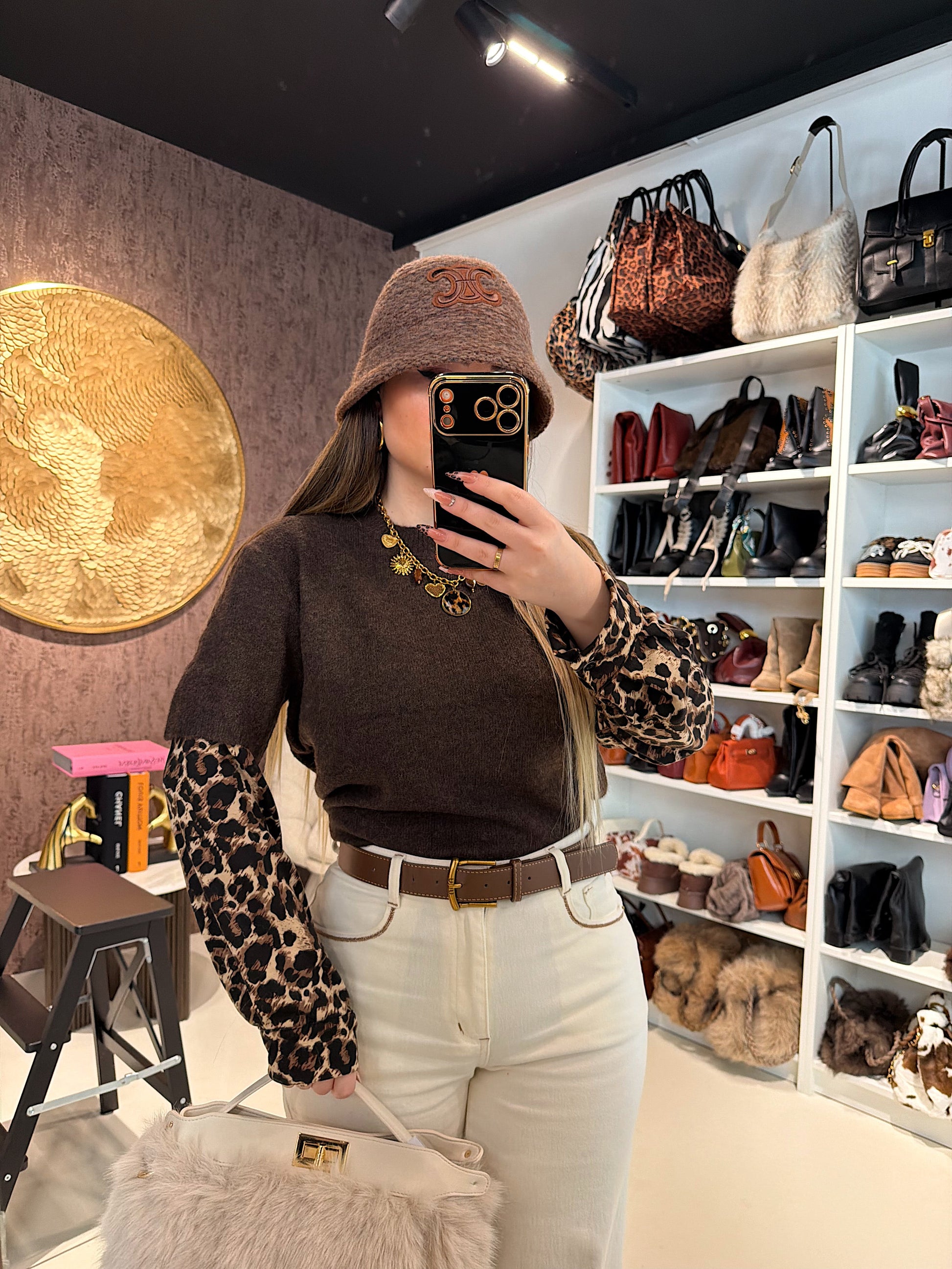 Maglione maniche maculato