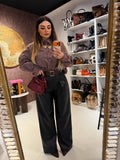 Pantalone in ecopelle con cintura