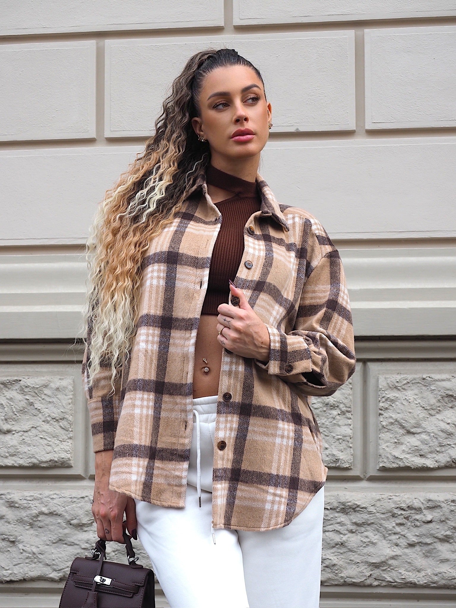 Giaccone in tweed Camel