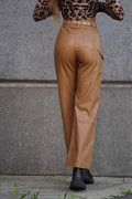 Pantalone cargo in ecopelle nude