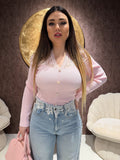 Maglioncino con perle e pizzo