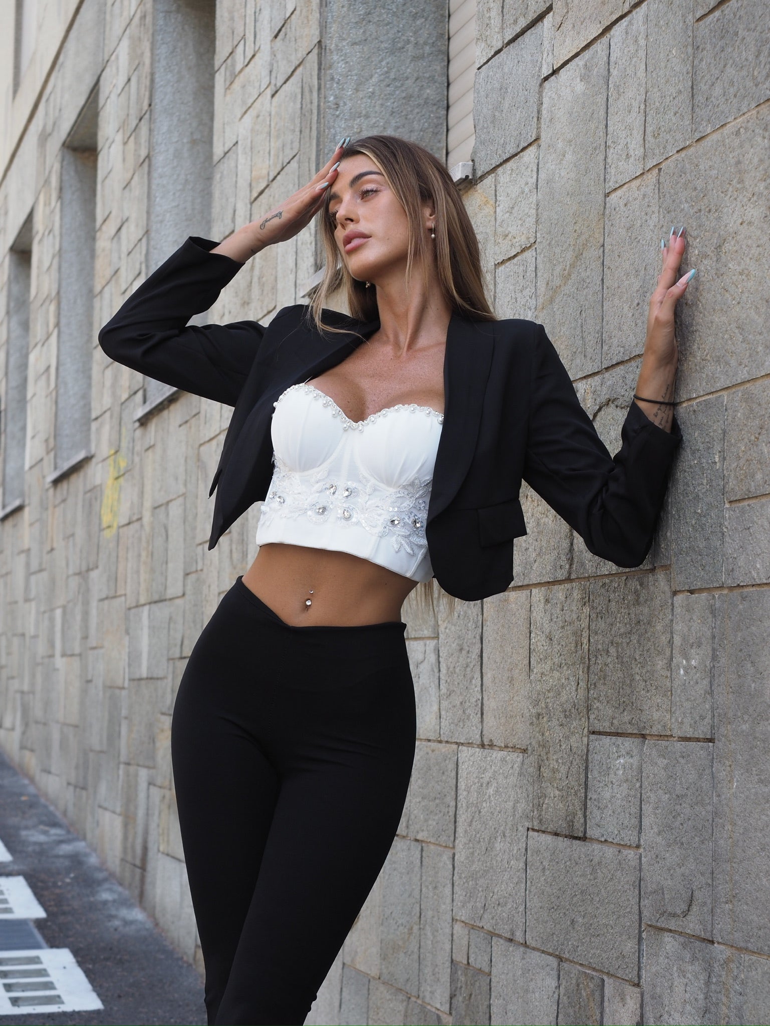 Giacca crop nera