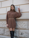 Abito in maglia choco con trecce