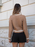 Maglione Camel con scollo e strass