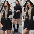 Cappotto check nero con cintura