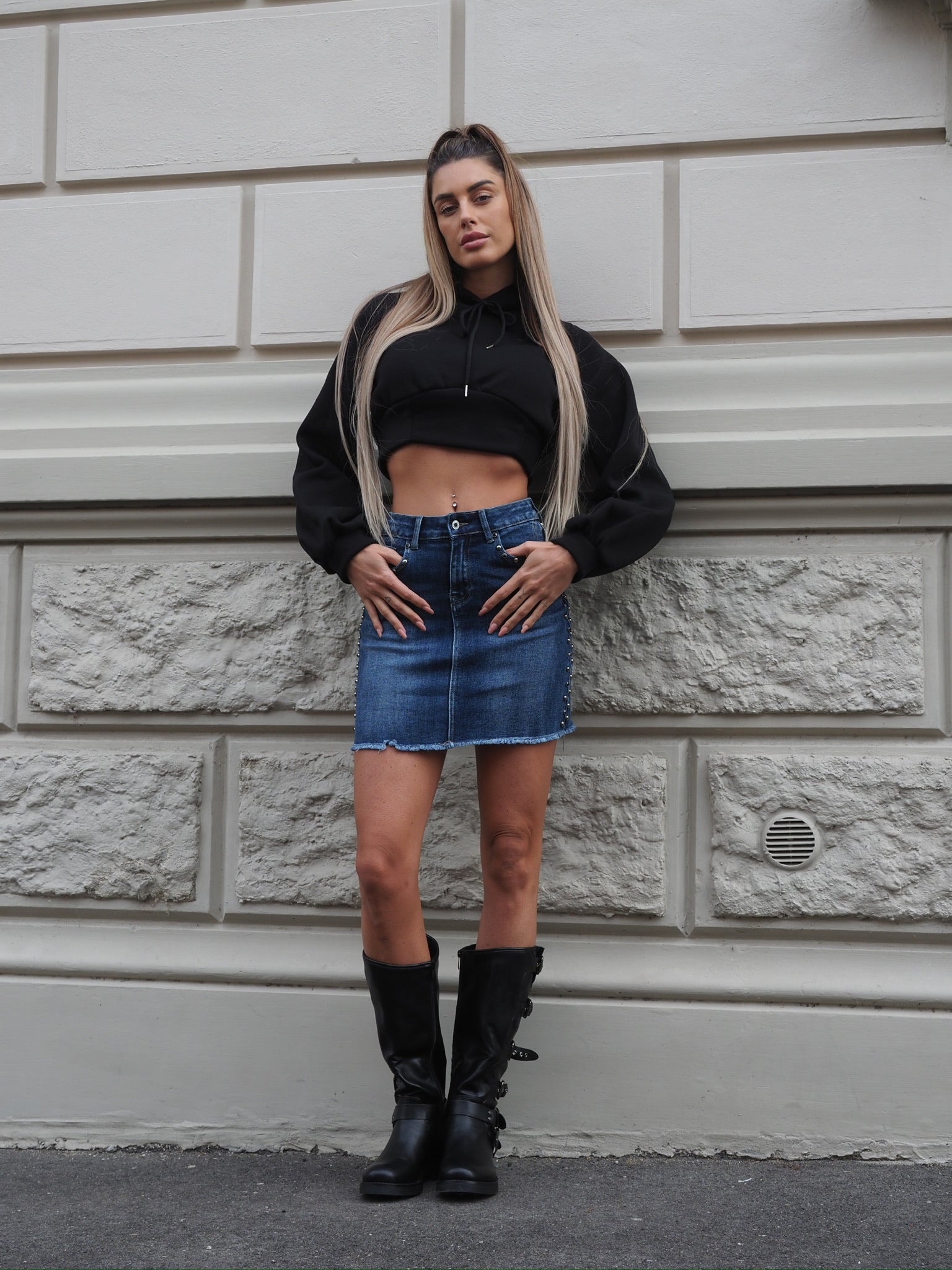 Gonna in jeans con borchie