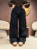 Jeans Turn Up Wide Leg con cintura