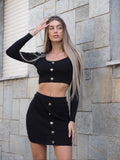 Completo top e gonna con cuori Nero