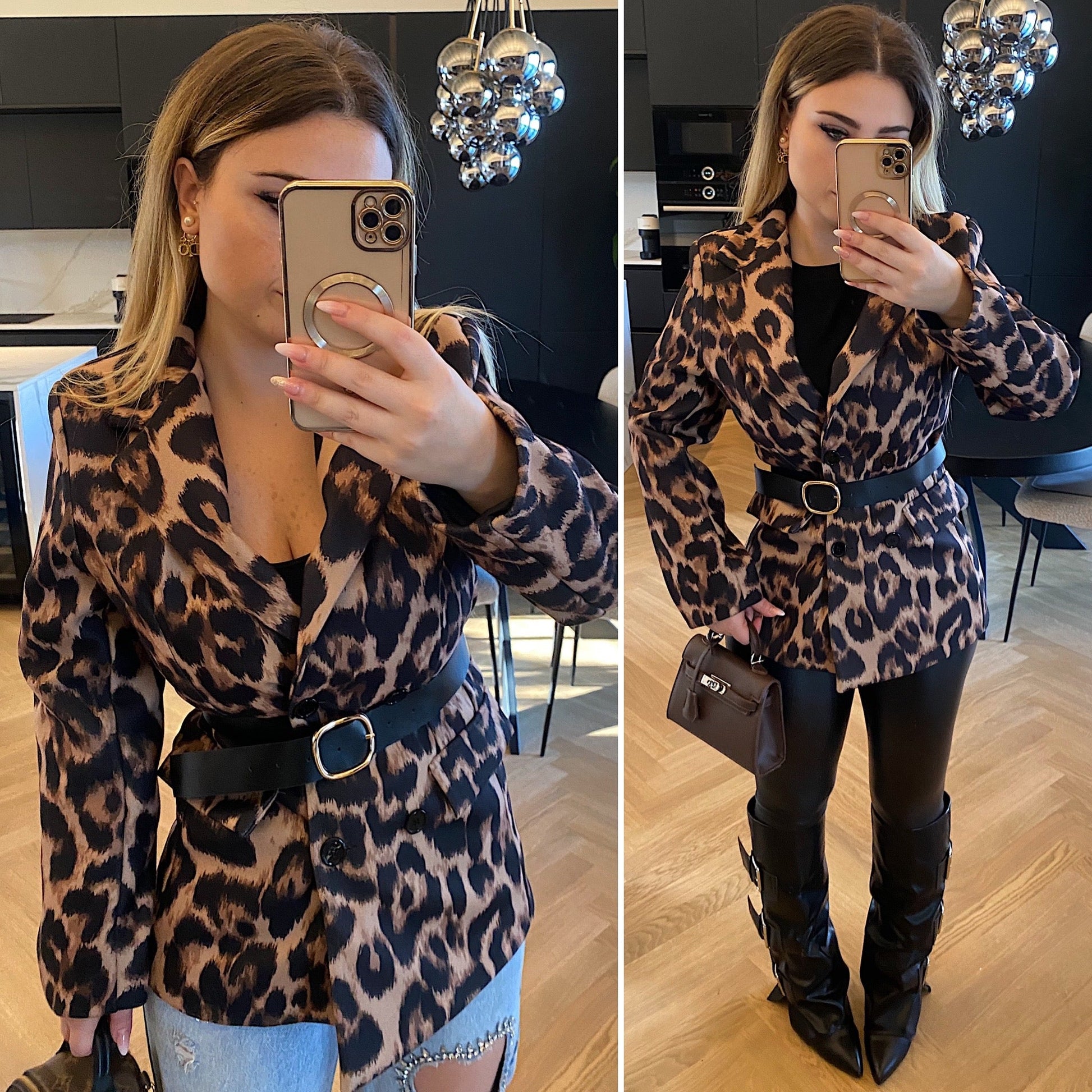 Cappotto animalier con cintura