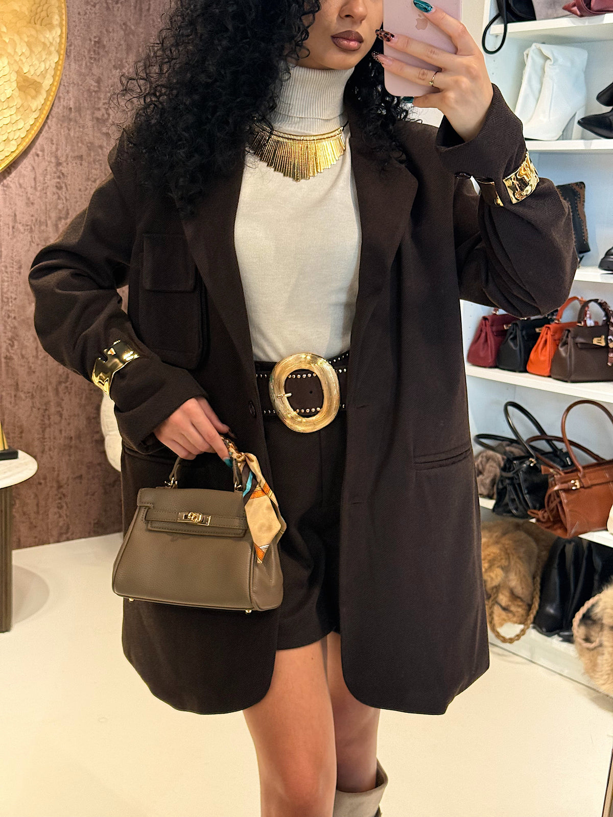 Completo choco short e giacca con tasche
