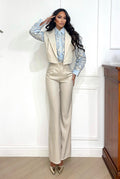 Set pantalone e smanicato beige
