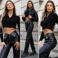 Maglioncino crop nero con zip
