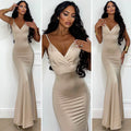 Abito sirena bretellina beige