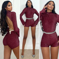 Tutina glitter schiena aperta bordeaux