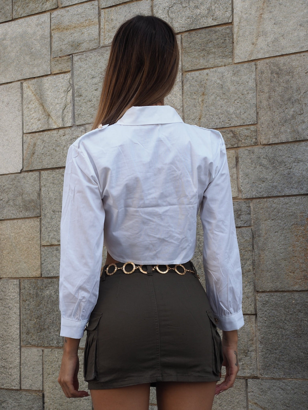Camicia con bottoni oro