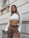 Maglione panna bordino oro