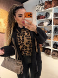 Cardigan Morbido con Cappuccio e laccio Animalier
