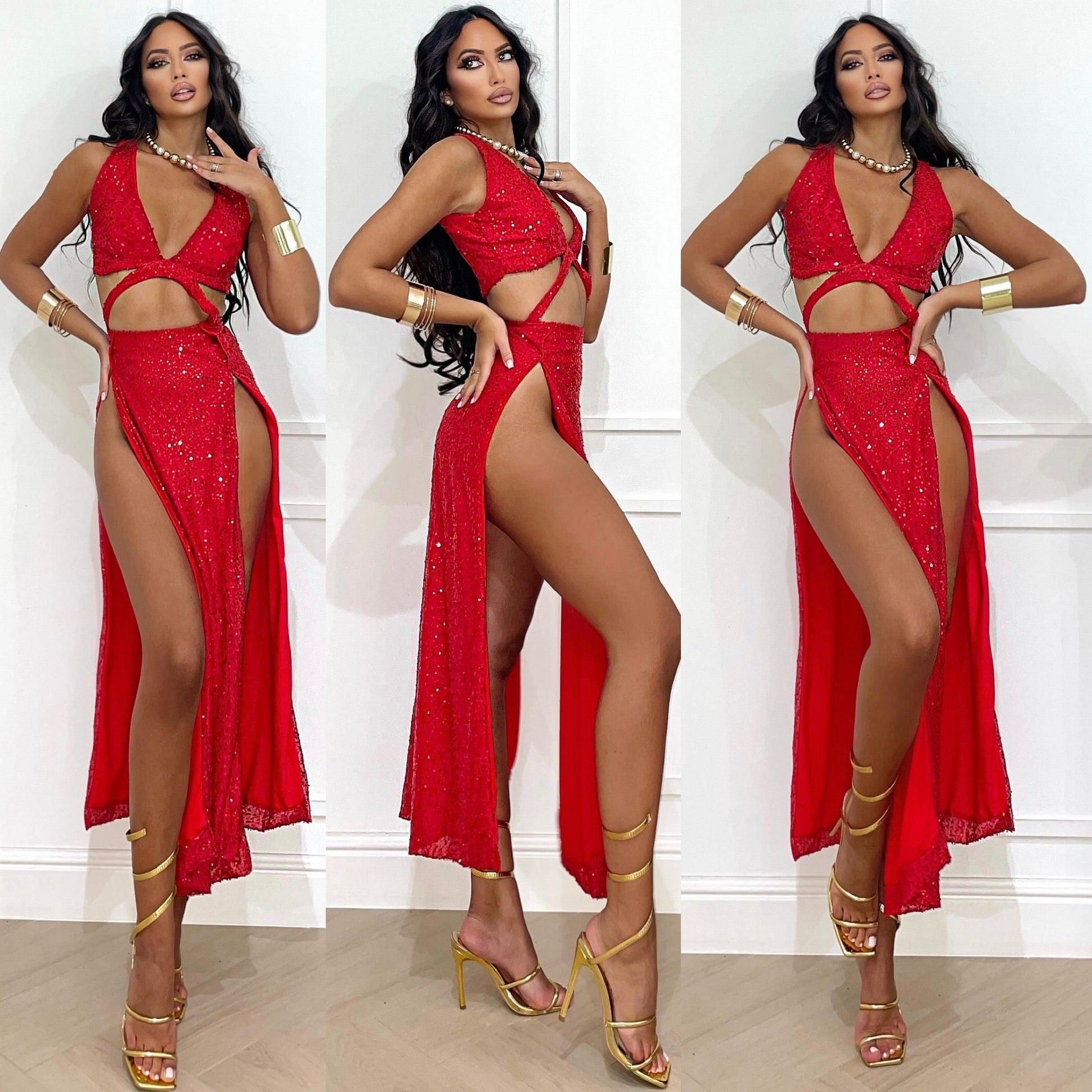 Abito con paillettes rosso sensual