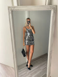 Gonna con maxi paillettes silver