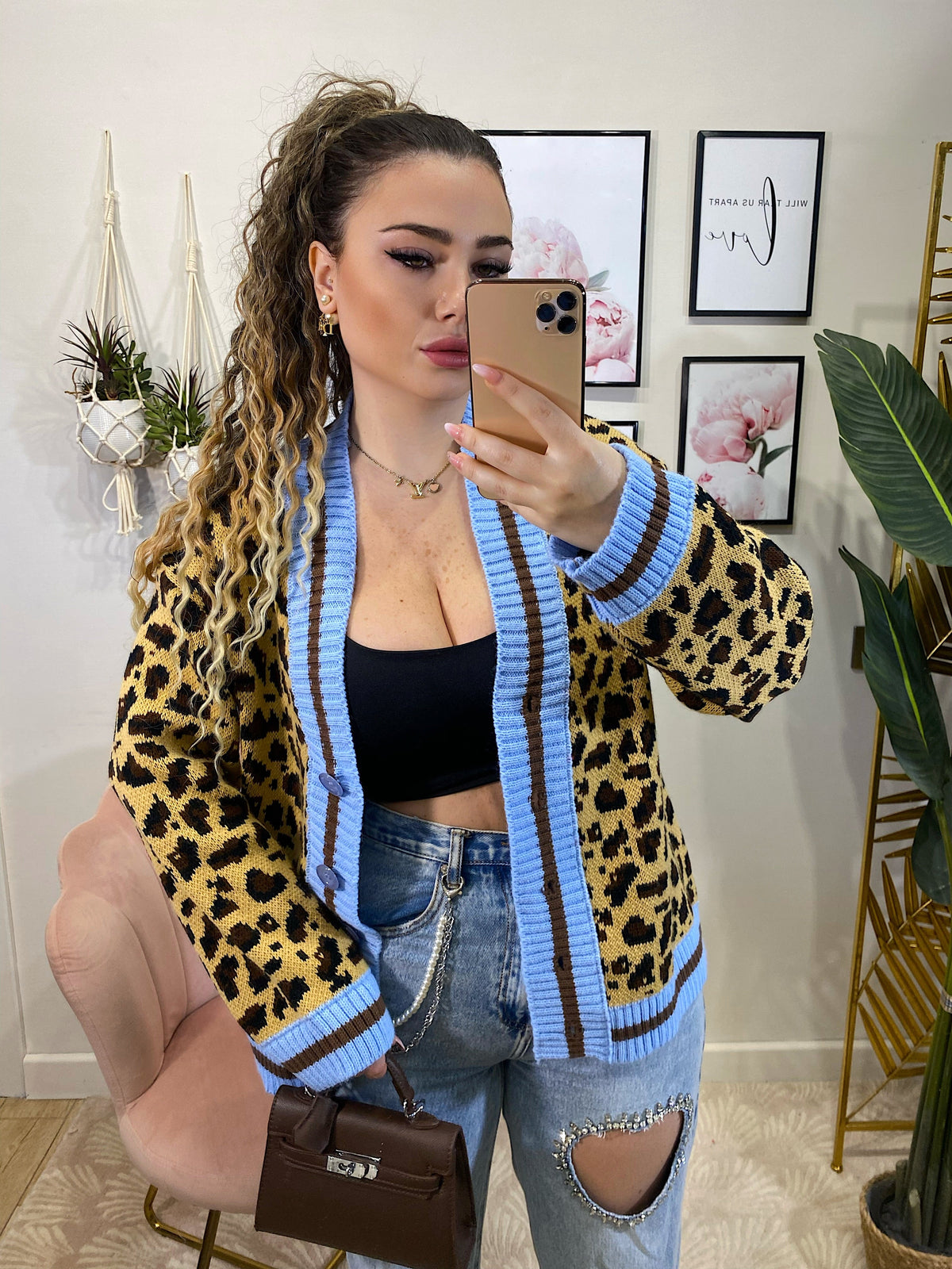 Cardigan animalier celeste
