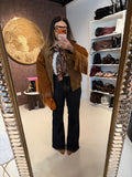 Jeans Flare a Vita Alta con Lacci Frontali