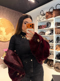 Giacca Pelliccia Elegance bordeaux e marrone