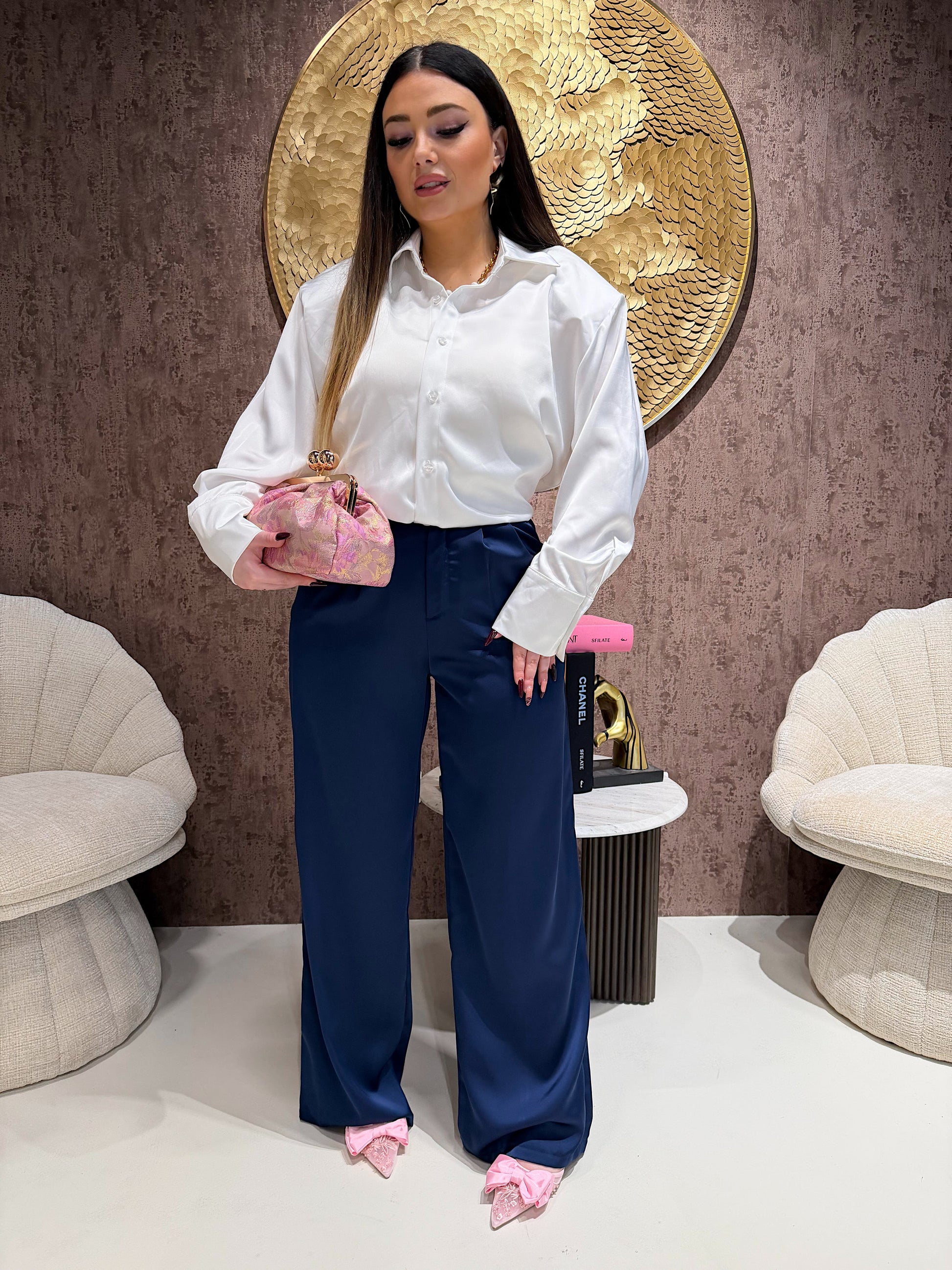 Pantalone satin con elastico