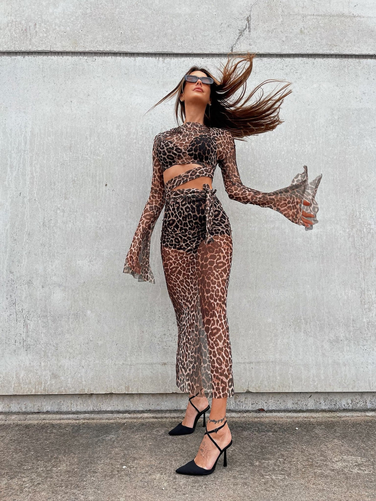 Set top e gonna in velo animalier