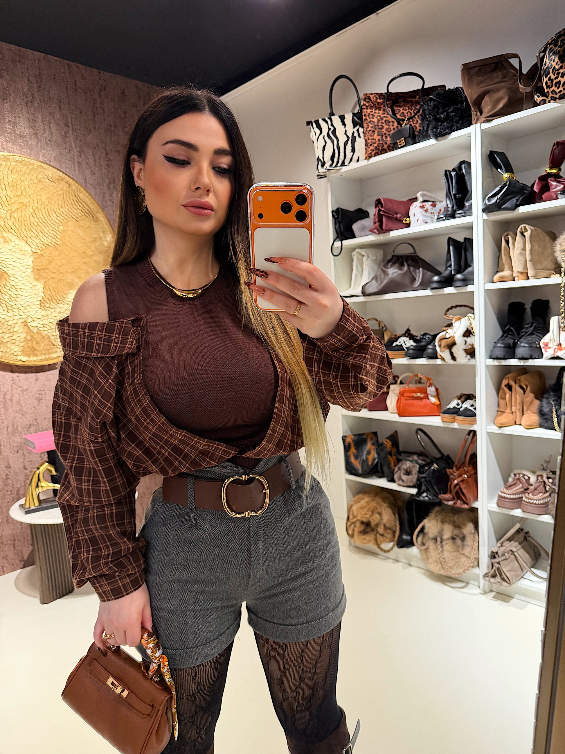 Short in panno con cintura