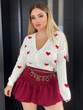 Cardigan bianco cuori rossi