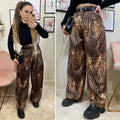 Pantalone in satin animalier