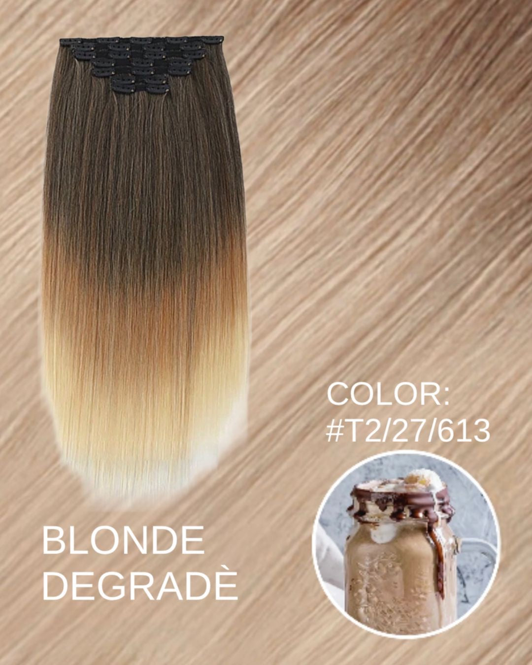 Extension 228gr 7 clip biondo Degradè liscio 60cm