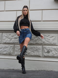 Felpa crop nera con lacci