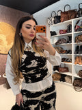 Completo top e pantalone cow print