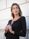 Abito nero lacci in strass