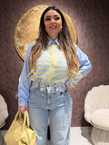 Gilet a righe con bottoni cuore