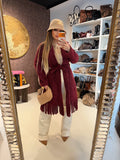 Cappotto con frange e fiocco 3 colori