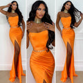 Abito a sirena con push up e incrocio arancio
