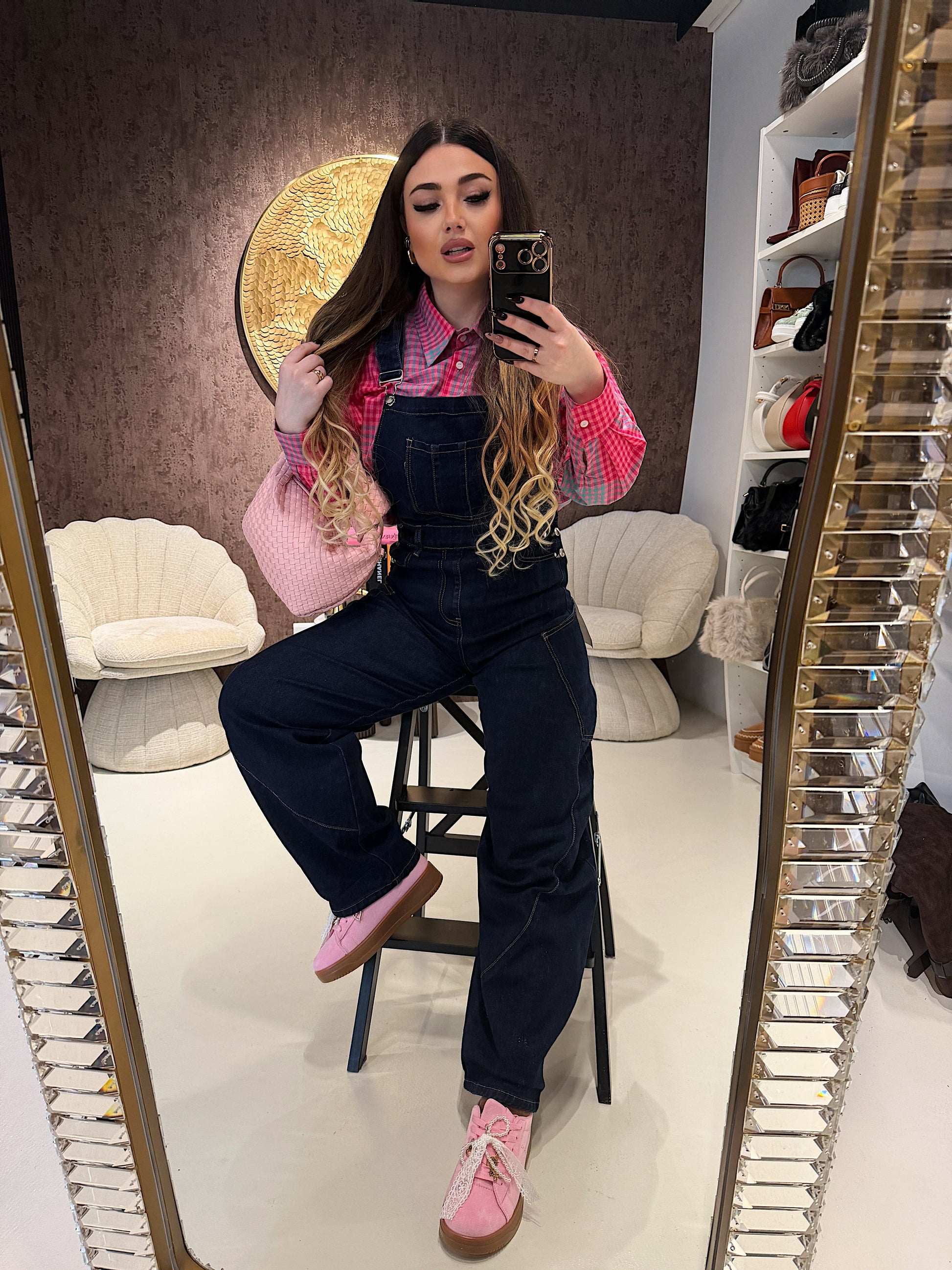 Salopette Denim Wide Leg con Spalline
