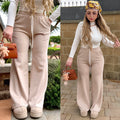 Pantalone beige con banda bianca