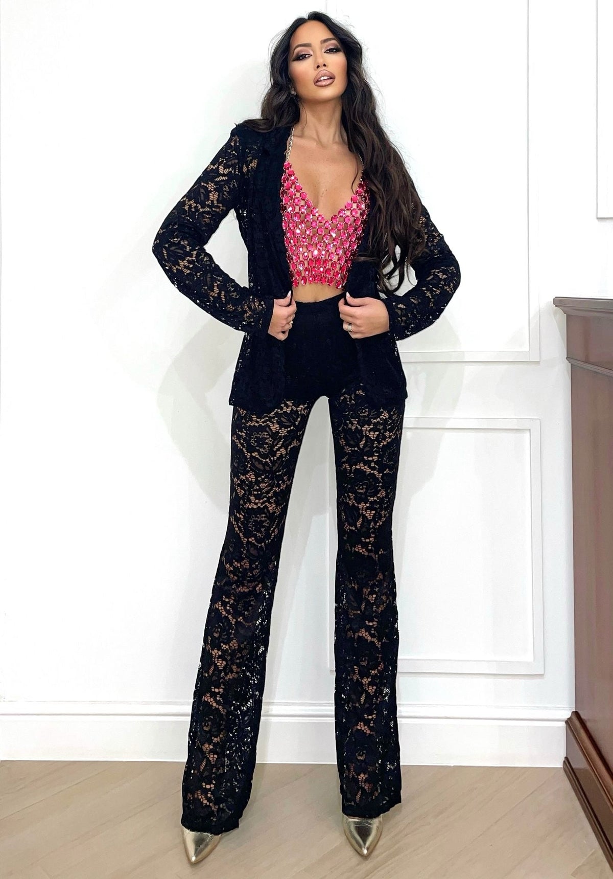 Completo giacca e pantalone in pizzo