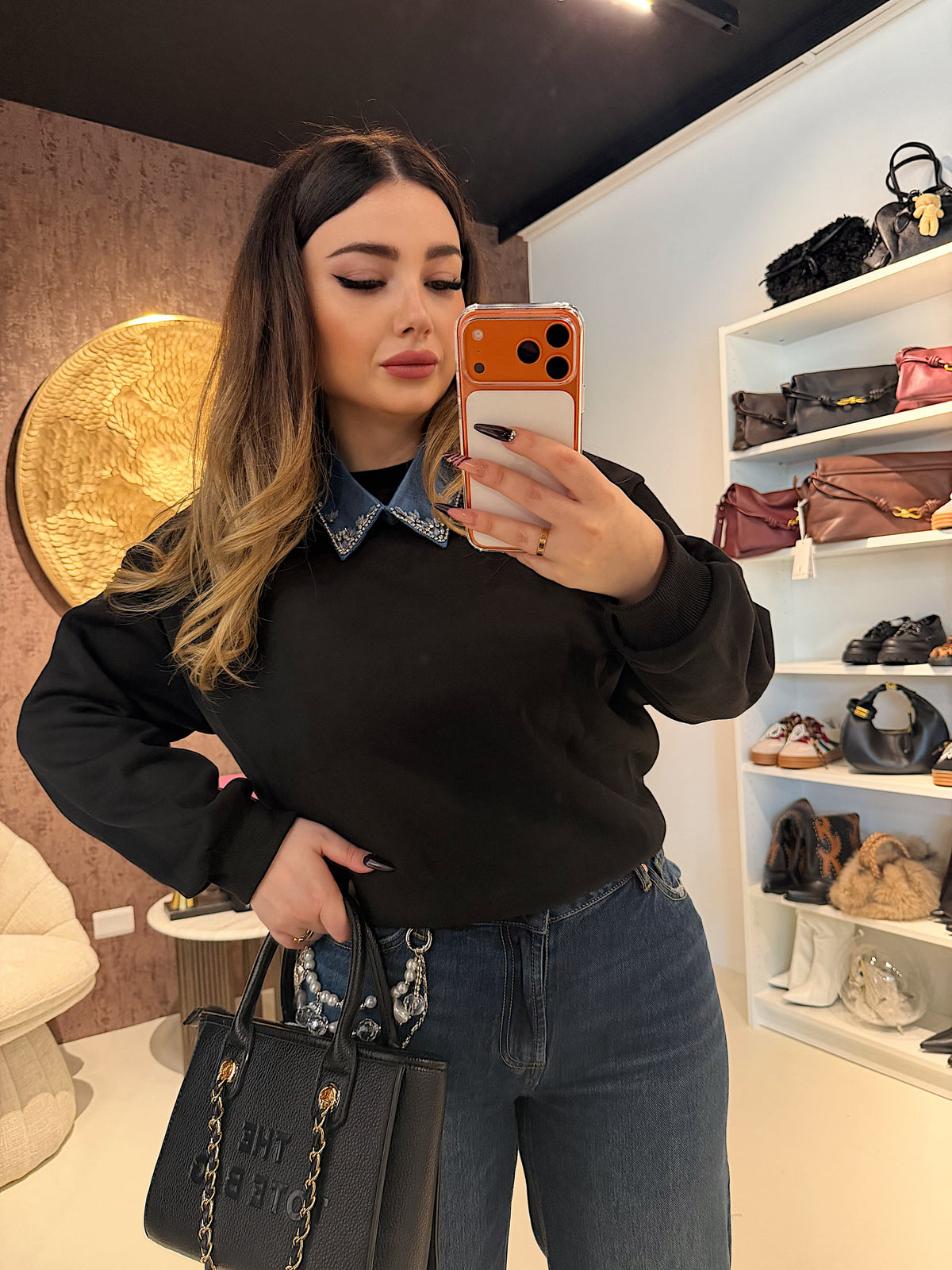 Felpa Denim Collar