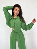 Set due pezzi camicia e pantalone pistacchio
